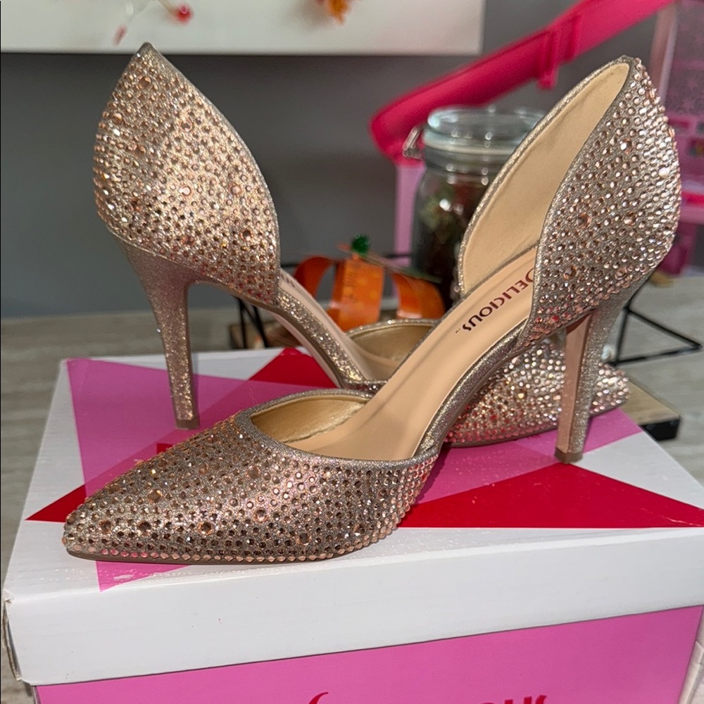 Delicious Sparkling Rhinestone Heels in Rose Gold